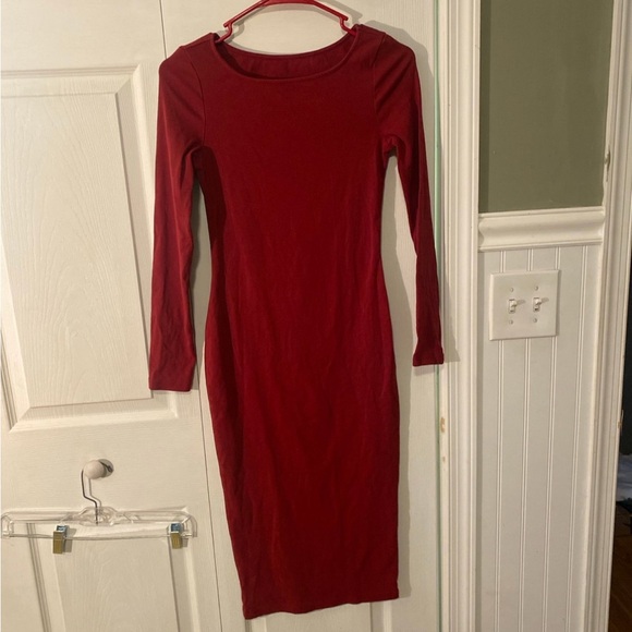 Crimson Red Bodycon Midi Dress - Picture 1 of 1